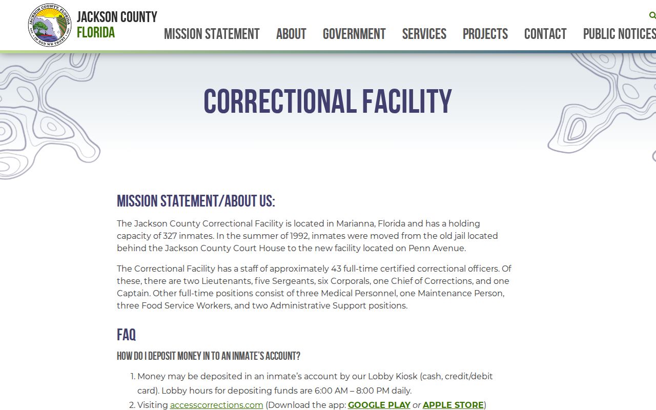 Jackson County Correctional Facility official information page