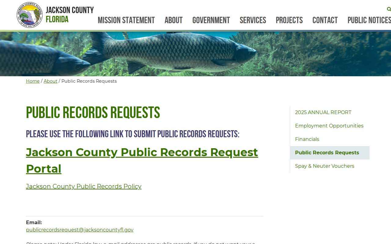 Jackson County public records request page